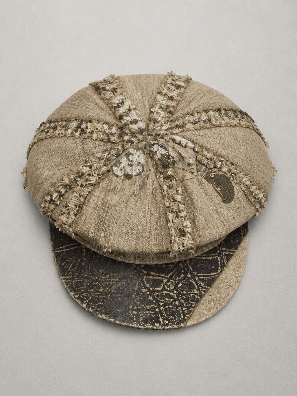 Men's Textured Beige Newsboy Cap - Unbranded